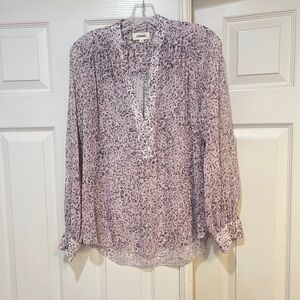 L'Agence Kavita Mauve Animal Print Blouse Top  Semi Sheer lightweight Sz medium